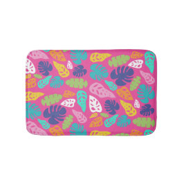 Tapete De Banheiro Padrão de Folhas Tropicais de Verão Brilhantes