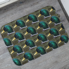 Tapete De Banheiro Padrão de Foto do Pato Mallard Verde