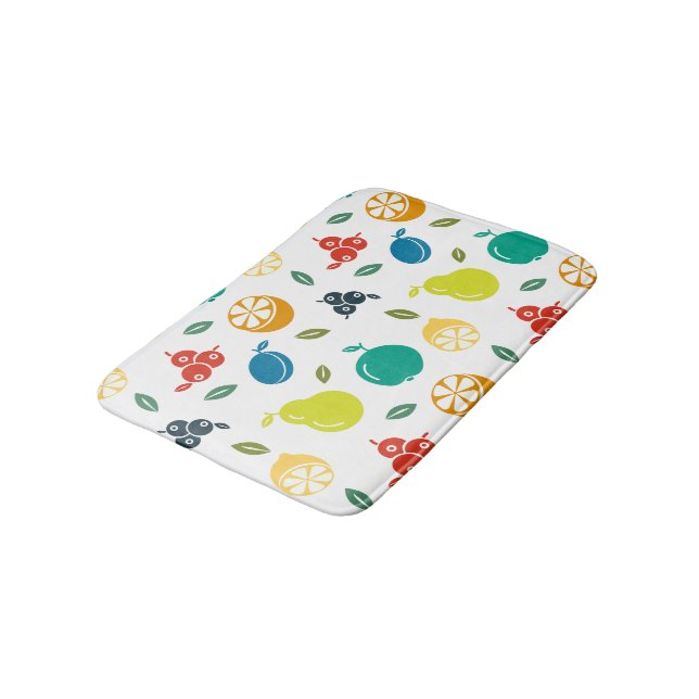 Tapete De Banheiro Padrão de fruta, ameixa, laranja, limão, pera, maç (Angulado)