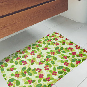 Tapete De Banheiro Padrão de Fruta de amora festiva, verde