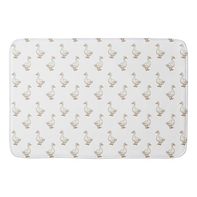Tapete De Banheiro Padrão de Ganso Branco Fofo (Frente)