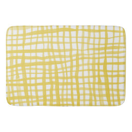 Tapete De Banheiro Padrão de Gingham em amarelo