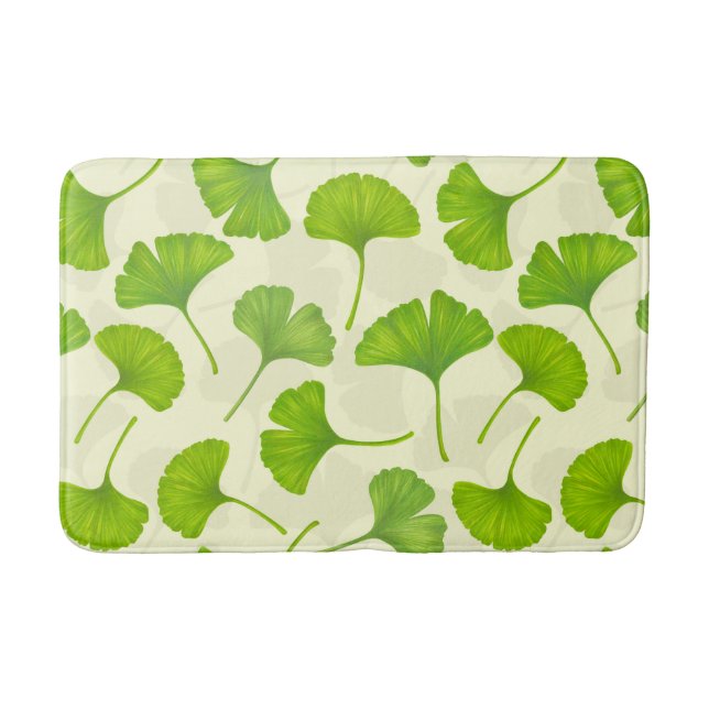 Tapete De Banheiro Padrão de ginkgo em branco (Frente)