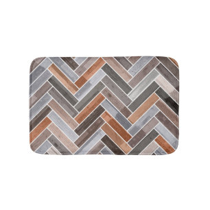 Tapete De Banheiro Padrão de Herringbone em cores de rock terrestre