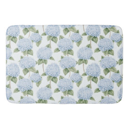 Tapete De Banheiro Padrão de Hortênsia Azul Floral Botânico Aquarela