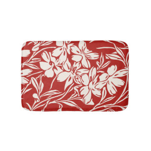 Tapete De Banheiro Padrão de Ilustração Floral do Abstrato Vermelh