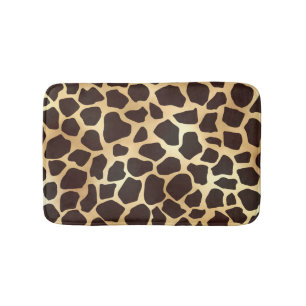 Tapete De Banheiro Padrão de Impressão Animal Marrom Giraffe Dourado