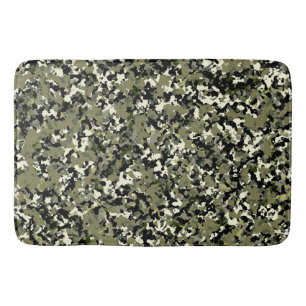Tapete De Banheiro Padrão de Impressão Camuflagem Verde Preto Creme