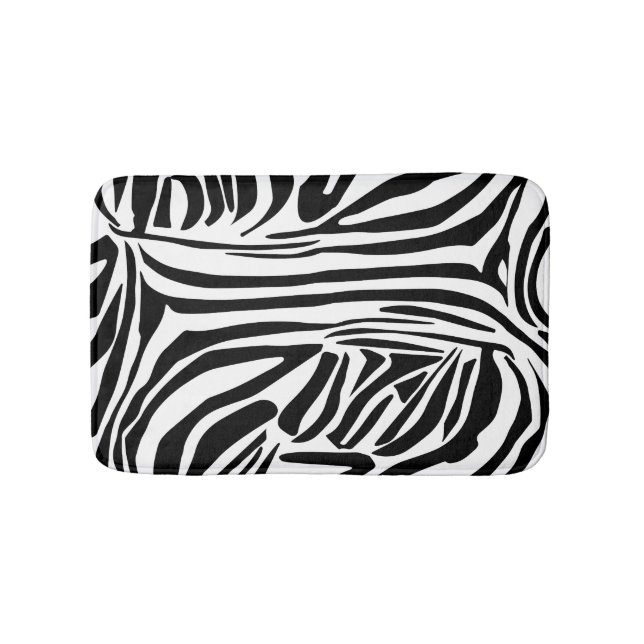 Tapete De Banheiro Padrão de impressão de zebra preto e branco em neg (frente)