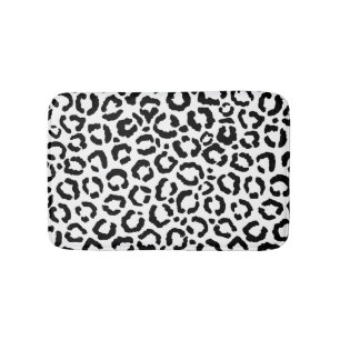 Tapete De Banheiro Padrão de Impressão do Animal Leopardo Branco Negr