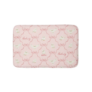 Tapete De Banheiro Padrão de Laço Rosa Hedwig