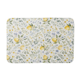 Tapete De Banheiro Padrão de limão e flores silvestres no estilo fran