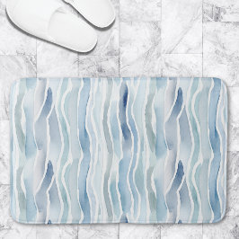Tapete De Banheiro Padrão de Listra de Onda Azul Aquarela Moderna