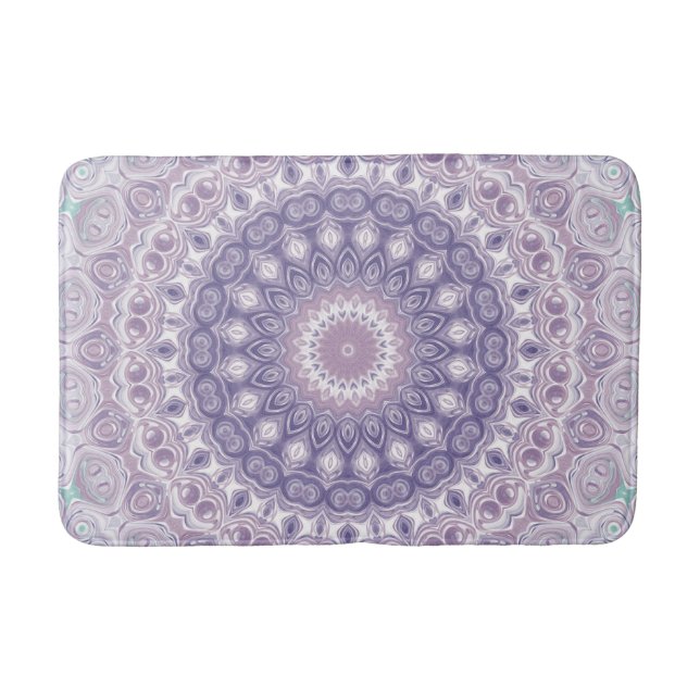 Tapete De Banheiro Padrão de Mandala Lavanda e Lilás (Frente)