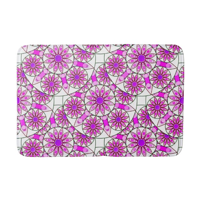 Tapete De Banheiro Padrão de mandala, lavanda, rosa, rosa-quente, bra (Frente)