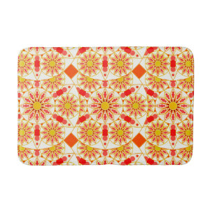 Tapete De Banheiro Padrão de mandala, vermelho de tijolo, ferrugem,