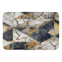 Padrão de Mármore Geométrico Preto Dourado Moderno