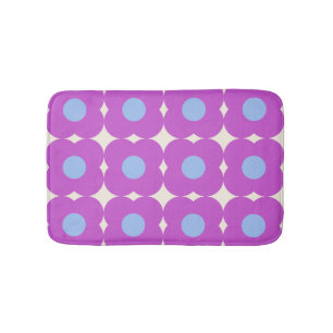 Tapete De Banheiro Padrão de Médio Roxo do Padrão de Flor Retroati