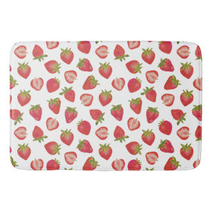 Tapete De Banheiro Padrão de Morango de Verão Vermelho