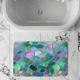 Tapete De Banheiro Padrão de mosaico de vitral em cores pastéis