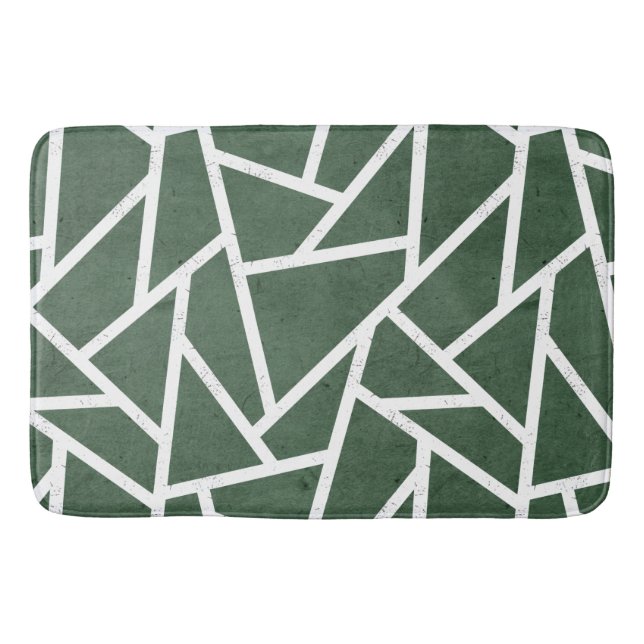 Tapete De Banheiro Padrão de mosaico verde e branco (Frente)