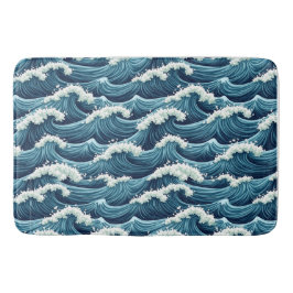 Tapete De Banheiro Padrão de ondas do Oceano Azul