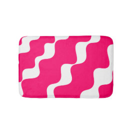 Tapete De Banheiro Padrão de ondas ofendidas, cor-de-rosa e branca