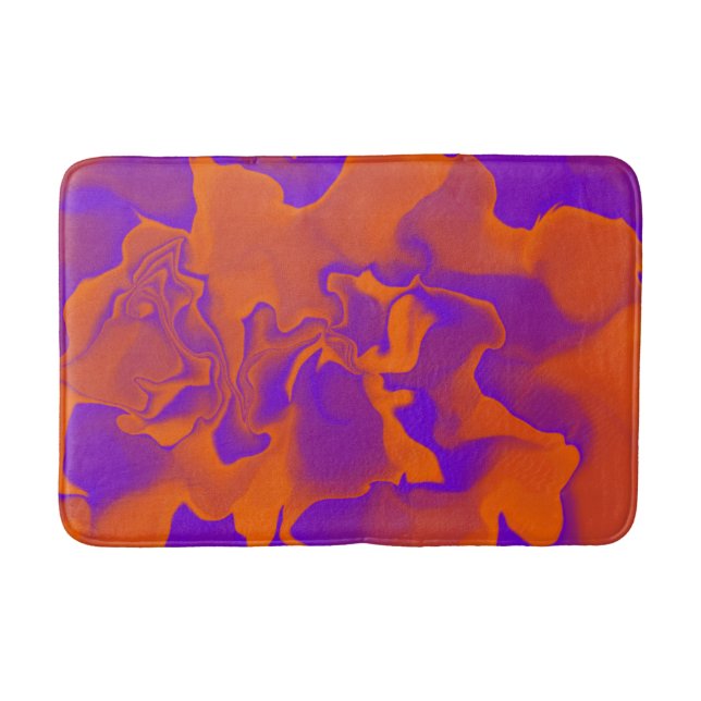 Tapete De Banheiro Padrão de Ondas Roxas e Laranja (Frente)