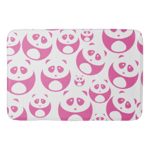 Tapete De Banheiro Padrão de Panda Branca e Rosa Bebê Kawaii