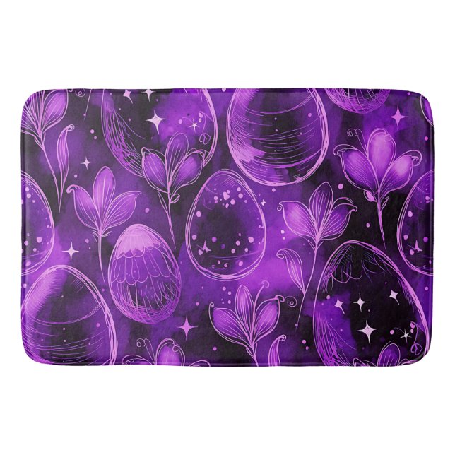 Tapete De Banheiro Padrão de Páscoa Gótico Roxo (Frente)