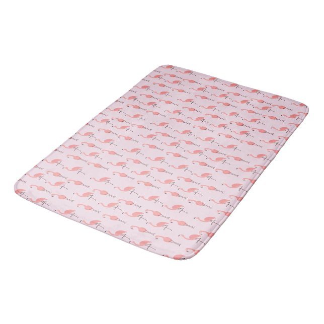 Tapete De Banheiro Padrão de Pássaro Flamingo Rosa Aleatório (Angulado)