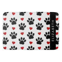 Padrão De Patas, Patas Negras, Corações Vermelhos,