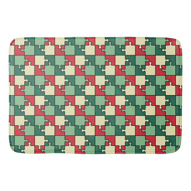 Tapete De Banheiro Padrão de Peças Geométricas Vermelhas Vermelhas Ve (Frente)