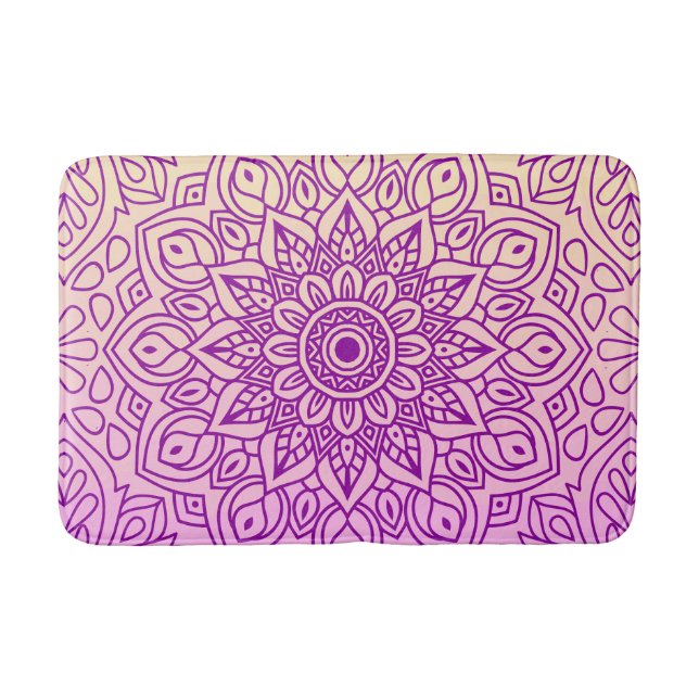 Tapete De Banheiro Padrão de Pêssego Roxo Pêssego Elegante Mandala (Frente)