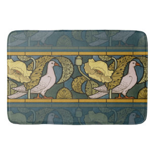 Tapete De Banheiro Padrão de Pombo de Peixe Art Nouveau Antigo Verneu
