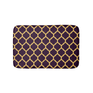 Tapete De Banheiro Padrão de Quatrefoil de Profundo Roxo e Quatrefoil