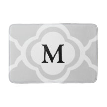 Padrão de Quatrefoil Monogramado Cinza e Branco