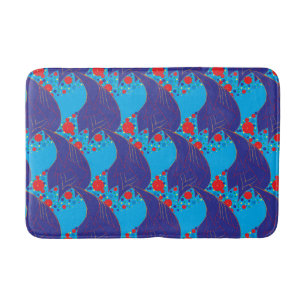 Tapete De Banheiro Padrão de queda abstrato BLUE e Rainbow vermelho m