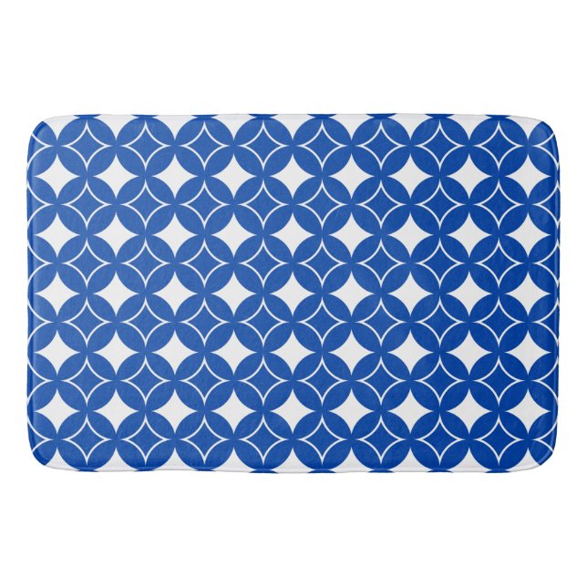 Tapete De Banheiro Padrão de remessa azul e branco (Frente)
