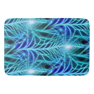 Tapete De Banheiro Padrão de Repetição Fractal Luminoso Azul Elétrico