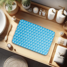 Tapete De Banheiro Padrão de respingo minimalista branco azul diverti