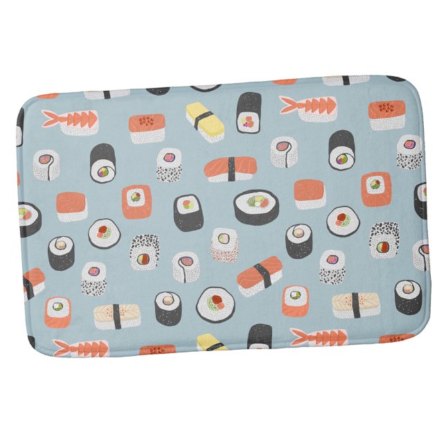 Tapete De Banheiro Padrão de rolo de maki nigiri de sushi (Fun Japanese sushi food art bath mat)