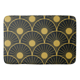 Tapete De Banheiro Padrão de sol abstrato art déco preto e dourado