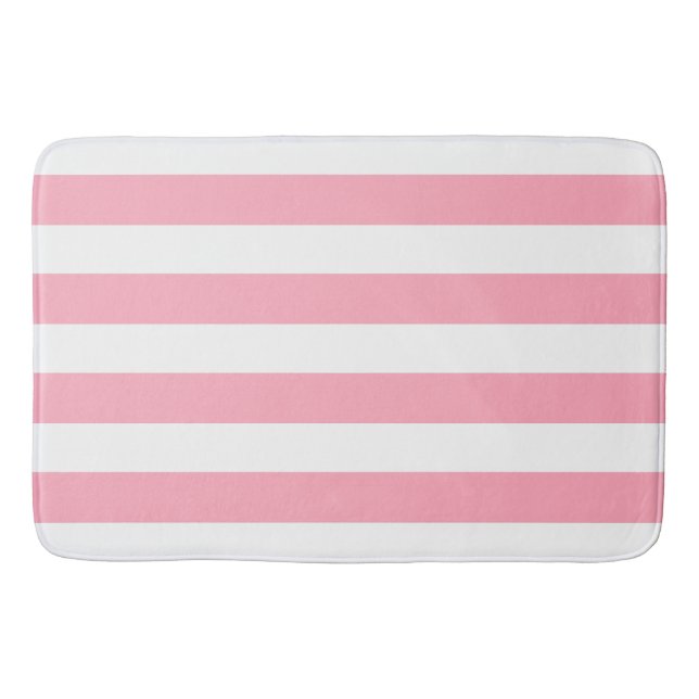 Tapete De Banheiro Padrão de Stripes Rosa Blush Chic (Frente)