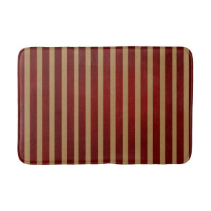 Tapete De Banheiro Padrão de Stripes Verticais Vermelhas e Douradas