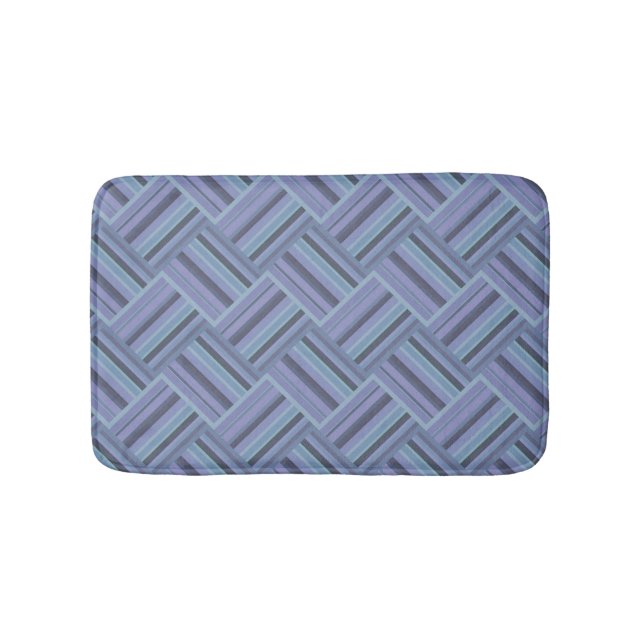 Tapete De Banheiro Padrão de tecelagem diagonal de cinza azul (frente)