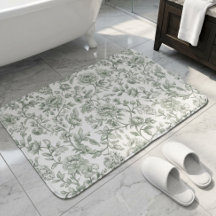 Padrão de Toile Floral Verde Salvia Vintage 