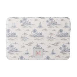 Tapete De Banheiro Padrão de Toile Tropical Costeira Francesa Monogra