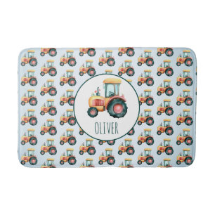 Tapete De Banheiro Padrão de Trator Amarelo Fofo Personalizado