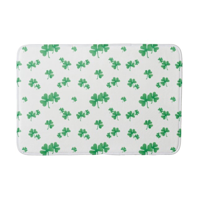 Tapete De Banheiro Padrão de Trevo Irlandês Verde Gradiente (Frente)